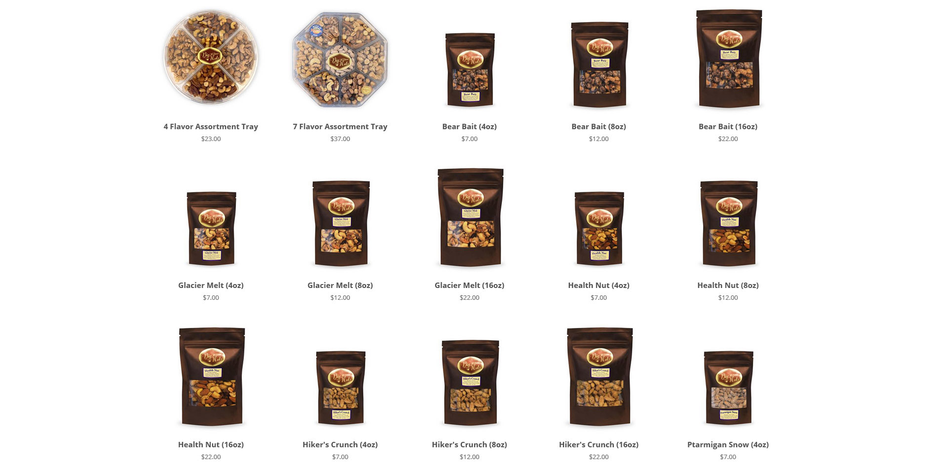 shopify web design various nut product photography